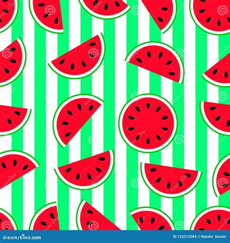 Watermelon Seamless Pattern Vector Illustration Repeat Background
