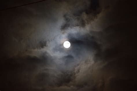 Free Photo Moon Full Moon Midnight Clouds Dark Night Cloudiness