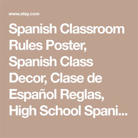 Spanish Classroom Rules Printable Poster Spanish Class Decor Etsy