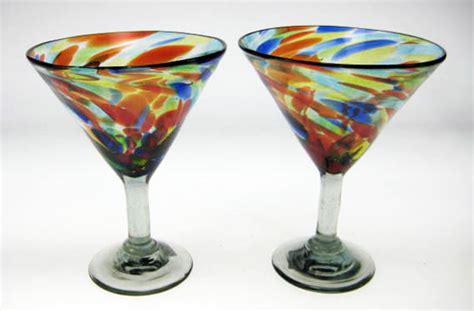 Mexican Glass Margarita Martini Glass Confetti Swirl Martini Glasses Made In Mexico With