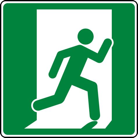 The combined use of regular and special exits allows for faster evacuation. Emergency Exit Symbol (Right) Sign A5351 - by SafetySign.com