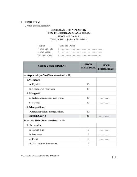 Contoh Format Penilaian Ujian Praktek Pendidikan Agama Islam Guru Paud