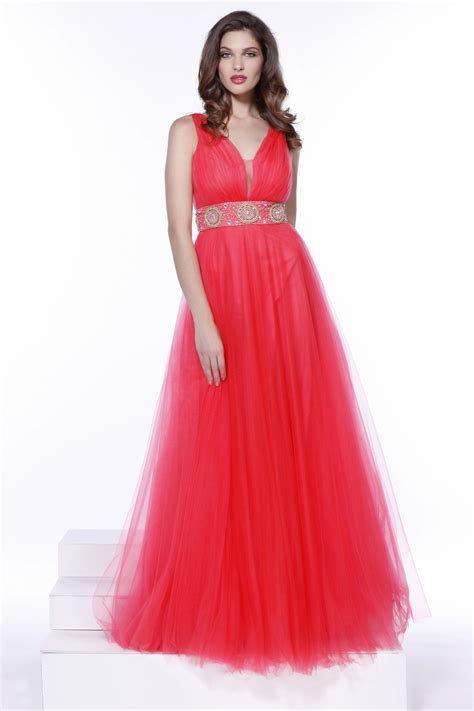 Long V Neck Ball Gown Style Prom Dress Promgirl