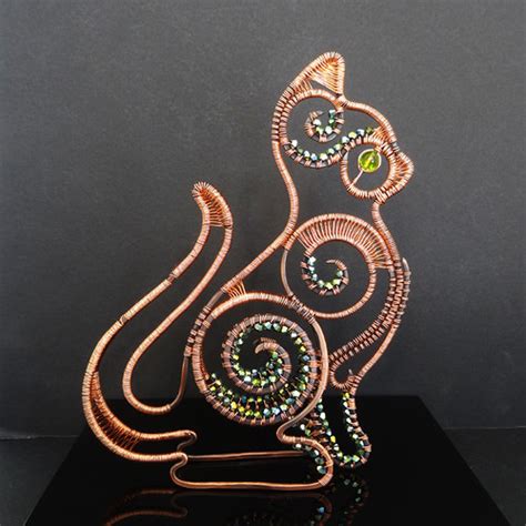 Flat Cat Copper Wire Sculpture Copper And Crystal 7 Tall Flickr