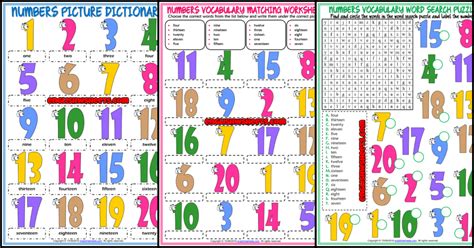 Esl Printable Numbers Vocabulary Worksheets Picture Dictionaries