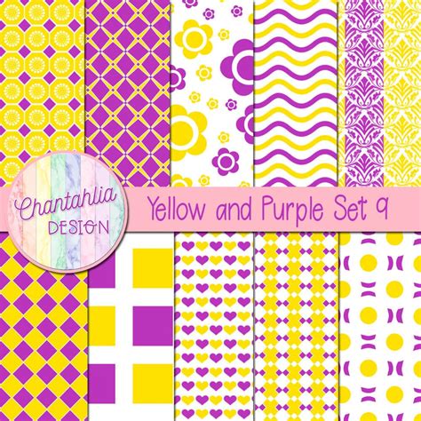 Free Yellow And Purple Digital Papers With Patterned Designs