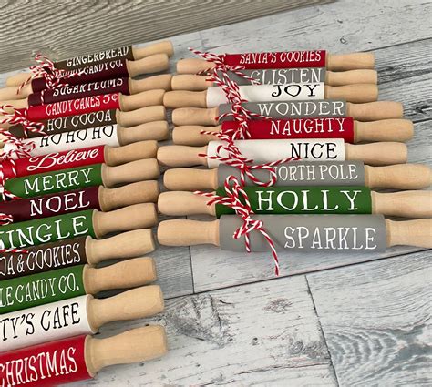 Mini Christmas Rolling Pins Christmas Tier Tray Decor Etsy