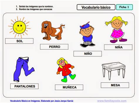Maestra De Infantil Vocabulario Básico En Imágenes Para Niños De 3 Años
