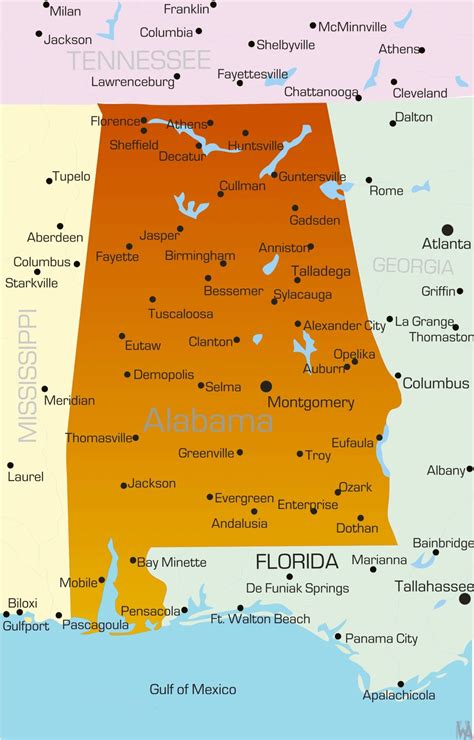 Alabama Maps With States And Cities Whatsanswer