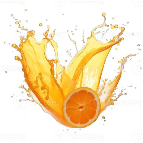 Ai Generated Vibrant Orange Juice Splash With Fresh Halves On