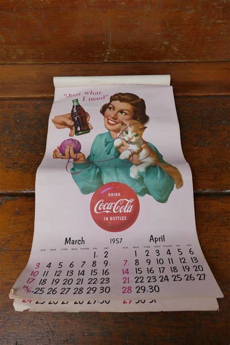 Vintage Original 1957 Coca Cola Coke Pinup Girl Art Calendar Complete