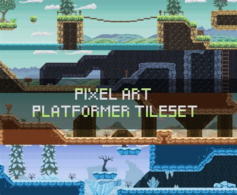 Complete Platform Pixel Art Tileset Pixel Art Pixel Art Games Pixel Images