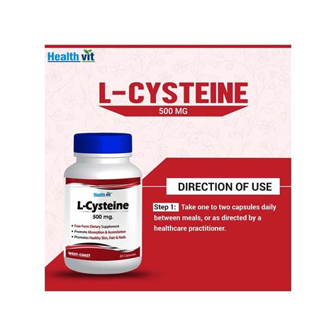 Cysteine may also help reduce the effects of aging on the skin. Buy Healthvit L-Cysteine - 500 Mg -60 Capsules Online at ...