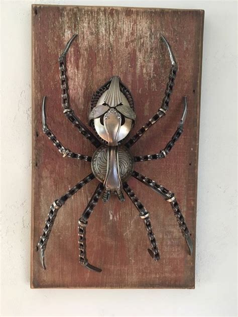 Orb Weaver Spider Scrap Metal Art Sculpture Etsy Arte En Metal