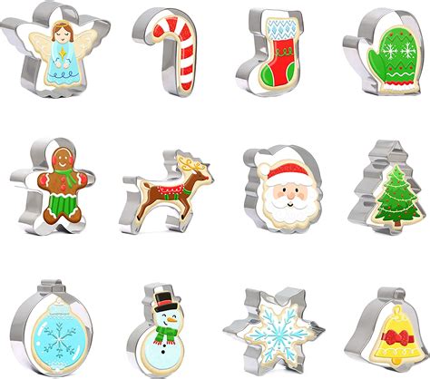 buy christmas cookie cutter set 12 pcs santa claus snowman gingerbread man reindeer candy cane