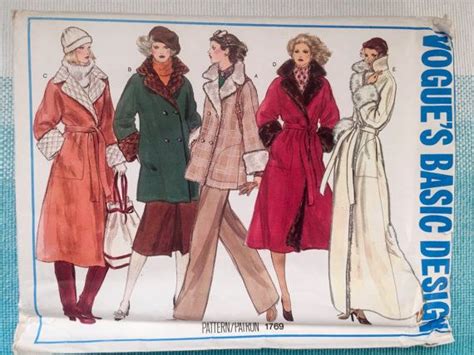 1970s Vogue 1769 Sewing Pattern Ladies Misses Wrap Double Etsy Coat