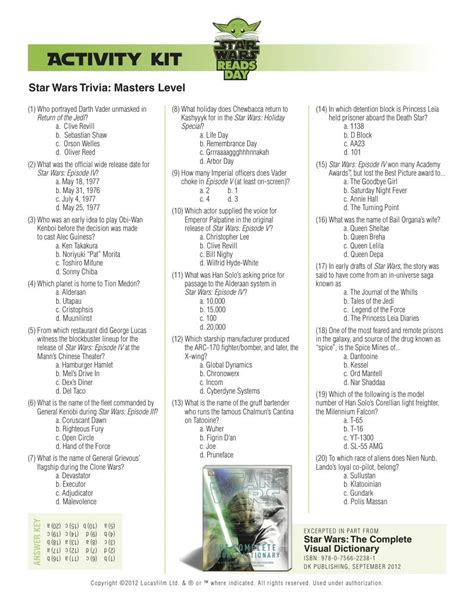 Star Wars Trivia Questions And Answers Printable Printable Word Searches