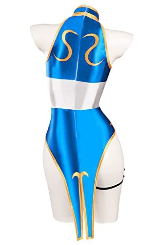 Alleyon Womens Chun Li Cosplay Swimsuit Anime Bikini Sexy Bathing Suit One Piece Swimwear
