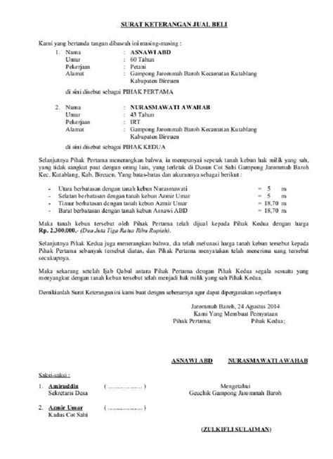 Detail Surat Pernyataan Penjualan Tanah Koleksi Nomer 6