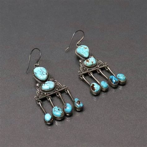 Earrings Navajo Bisbee Turquoise And Silver By Fritson Toledo JRVGE23 03