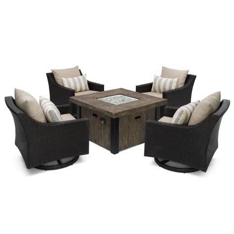 Fire pits create a rustic, relaxed focal point for your backyard. RST Brands Deco 5-Piece All-Weather Wicker Patio Fire Pit ...