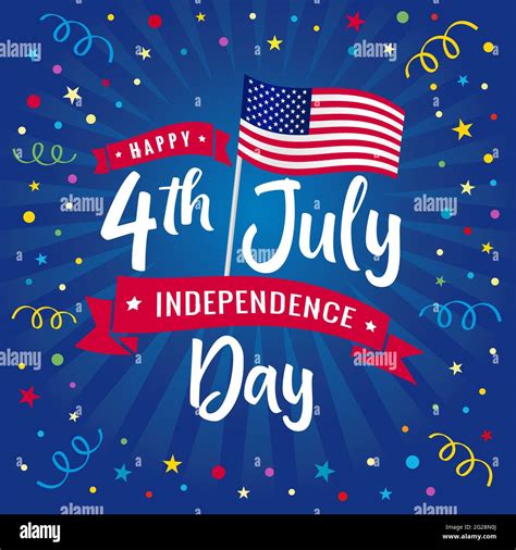 4th Of July Happy Independence Day Usa Blue Beams Greeting Card