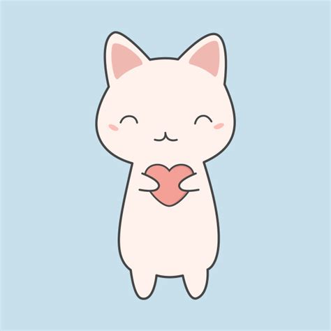 Cute Kawaii Cat With Hearts Cute Cats T Shirt Teepublic