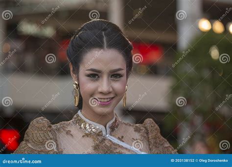 beautiful thai girl takes part in a beauty contest during the chinese new year celebration in