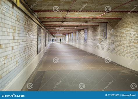 Subway Underpass Long Tunnel With People In The Way Stock Image