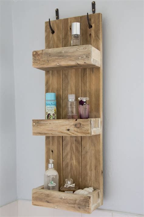 35.5'' h x 19.5'' w x 4'' d. Rustic Bathroom Shelves made from reclaimed pallet wood