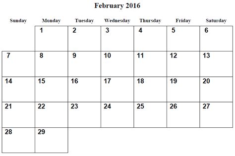 Dann sind sie hier richtig: February 2016 Calendar | Printable Calendar 2016, 2017