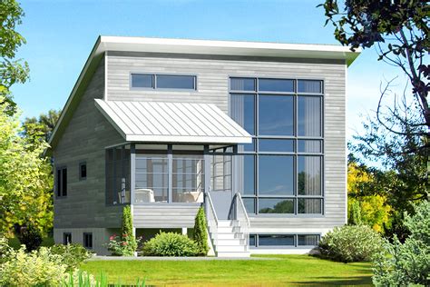 2 Bed Contemporary House Plan With Floor To Ceiling Windows 80960pm