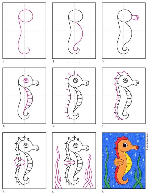 How To Draw An Easy Seahorse · Art Projects For Kids Kids Fashion