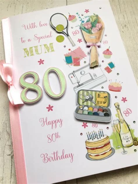 80th Birthday Card For Women Mum Wife Granny Nan With All Her Favourite Hobbies £1250 Picclick Uk