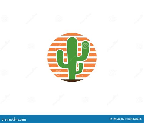 Cactus Logo Design Green Badge With Plants Vector Illustration On A