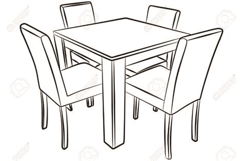 Table Coloring Dining Room Clipart Dinner Set Simple Pages Color Clip