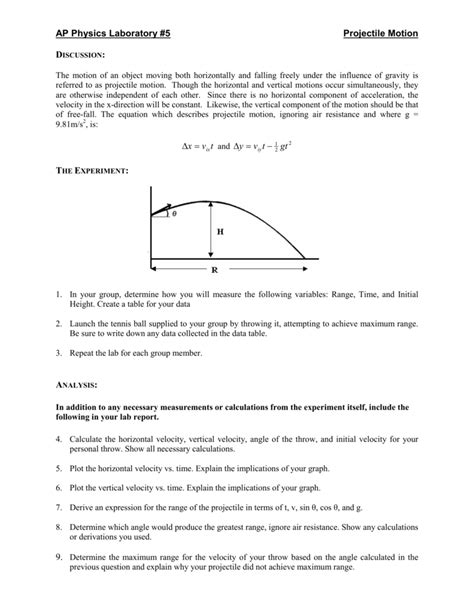 Projectile motion word problems worksheet with answers