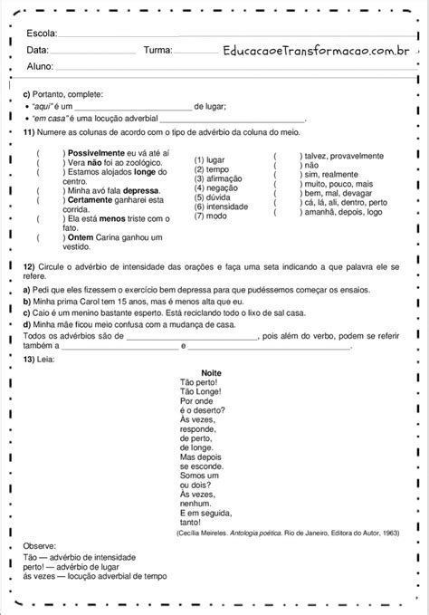 Exercícios Sobre Gerúndio Particípio E Infinitivo Com Gabarito 7º Ano