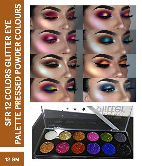 Sfr 12 Colors Glitter Eye Palette Pressed Powder Colours 12 Gm Buy Sfr