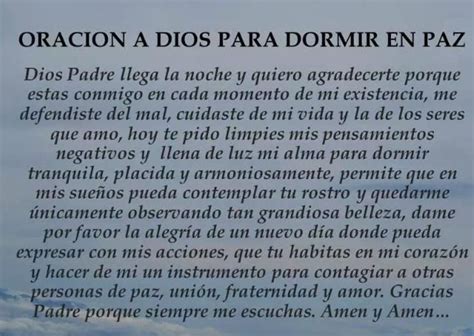 Oracion para poder dormir bien. Oracion para dormir en paz | Oraciones, Oraciones ...