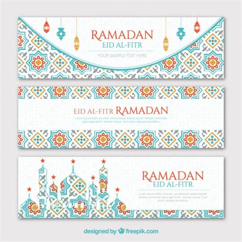 Geometrical Ramadan Banners Set Vector Free Download