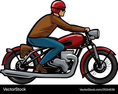 Biker Riding A Motorcycle Cartoon Royalty Free Vector Image