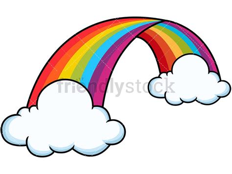 Curved Rainbow Between Clouds Cartoon Vector Clipart FriendlyStock