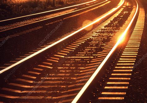 View Of Railway Lines At Sunset Stock Image T6500114 Science