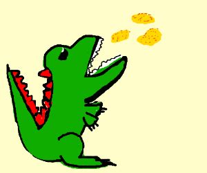 'dinosaur chicken nuggets' magnet by emmmcc. Dinosaur eating chicken nuggets - Drawception