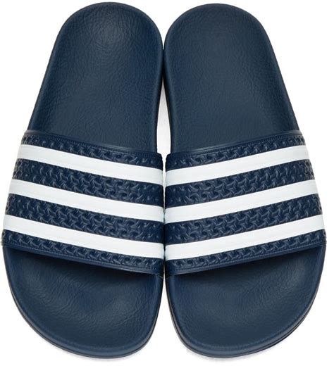 Adidas Originals Rubber Navy Adilette Slide Sandals In Blue Lyst