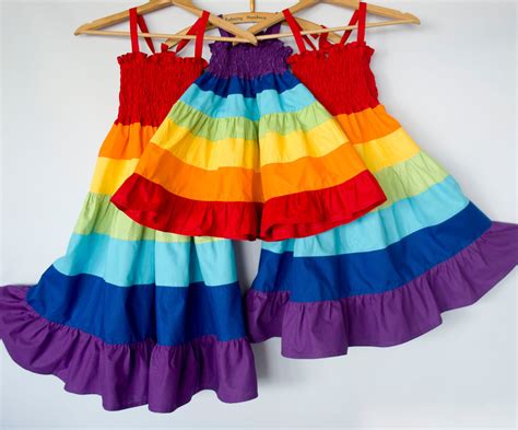 Little Girls Rainbow Dress Cotton Maxi Dress For Kids Toddlers And