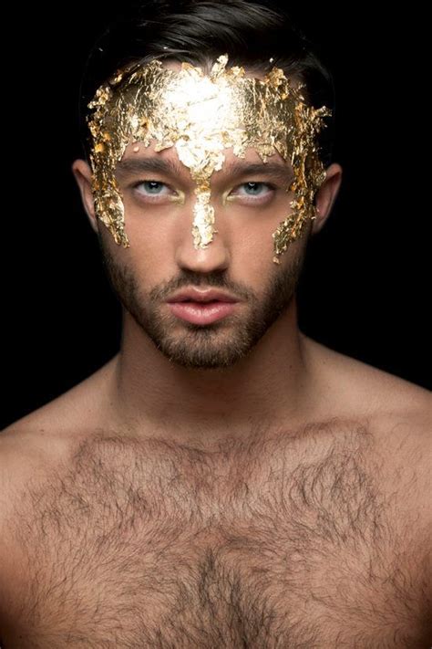 Pin By Mykel De On Photography Gold Face Paint Male Makeup Gold Face