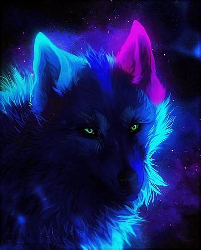 Neon Wolf Galaxy Anime Wolves Snow Ba