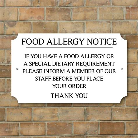 Jaf Graphics Food Allergy Notice Sign Classic Design